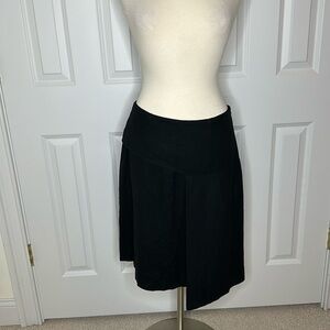 Morgane Le Fay Black Cashmere Mid-Waisted Knee Length Asymmetrical Skirt SzL